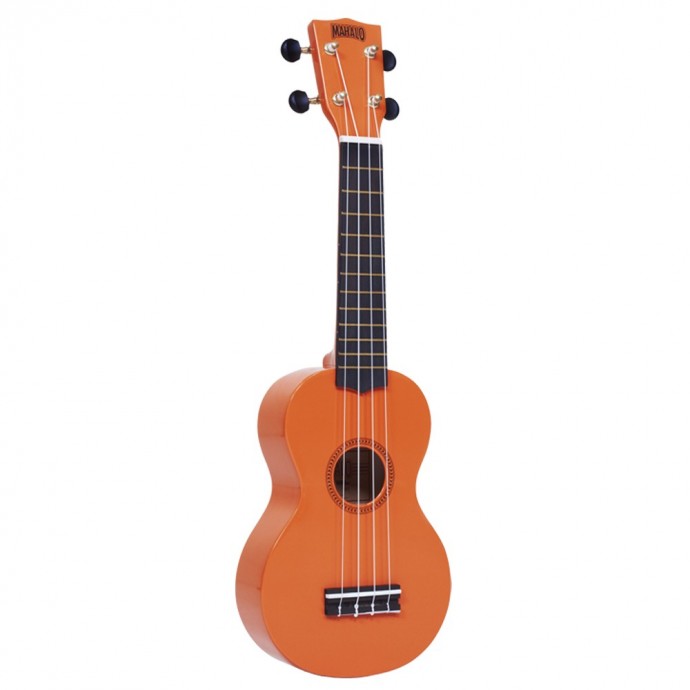 Ukelele, tipo soprano, con cuerpo y mango de sengon, puente de Mahogany, Naranja