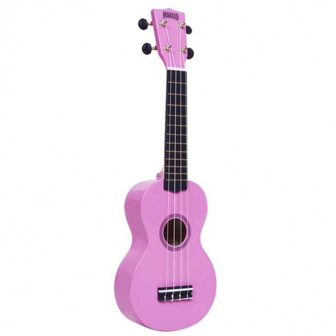 Ukelele, tipo soprano, con cuerpo y mango de sengon, puente de Mahogany, Rosa