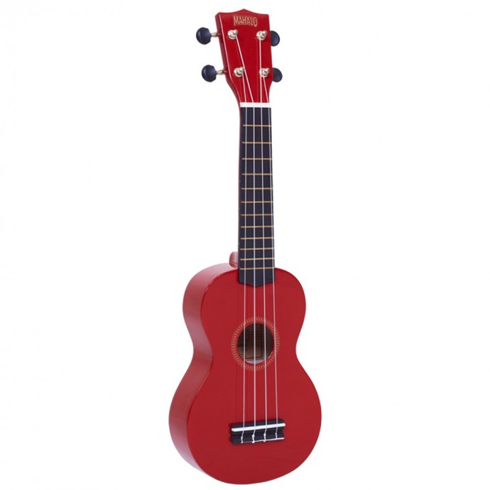 Ukelele, tipo soprano, con cuerpo y mango de sengon, puente de Mahogany, Rojo