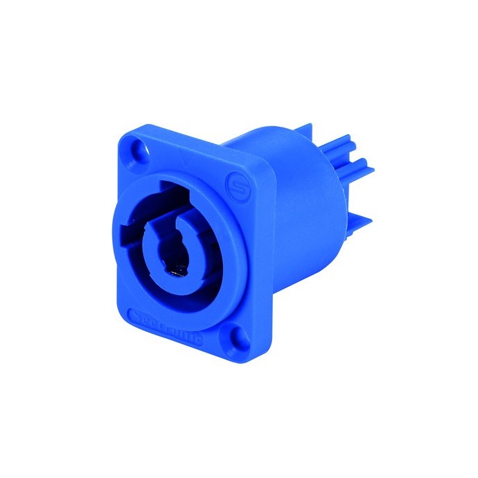 Conector powercon macho p/ chasis AZUL (Cuadrado)