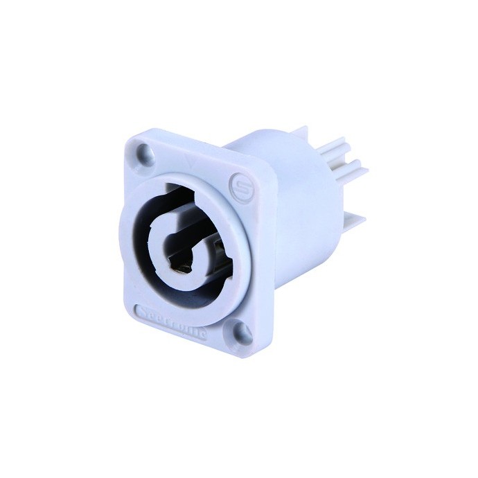 Conector powercon macho p/ chasis BLANCO (Cuadrado)